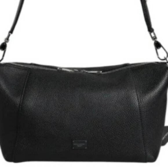 D&G Black Leather Logo Plaque Shoulder Crossbody Bag - Picture 1 of 7